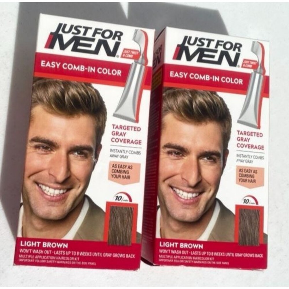 LOT of 2!  Just For Men -  Easy Comb-In Color , A-25 Light Brown , Targets Gray